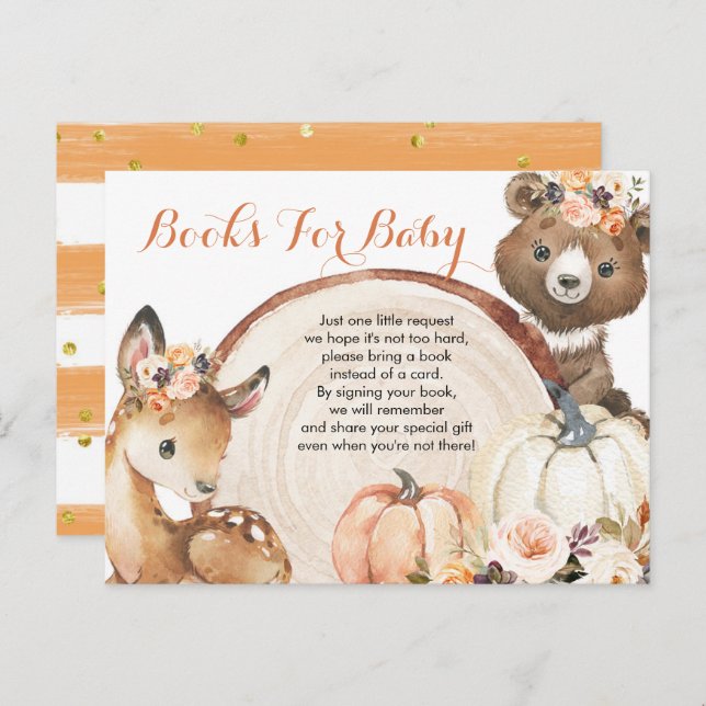 Autumn Woodland Girl Baby Shower Books for Baby In Invitation Postcard (Front/Back)