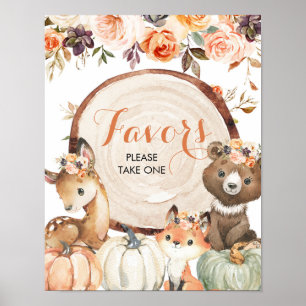 Autumn Woodland Girl Baby Shower Party Favours Sig Poster