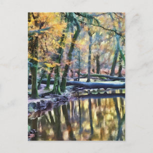Autumn Woodland Oil Painting-Style Postcard
