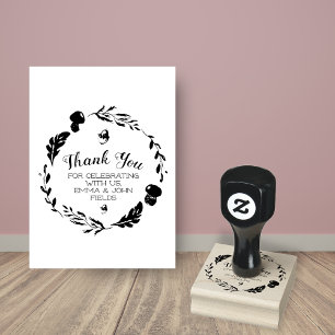 Autumn Woodland Wreath Thank You Rubber Stamp