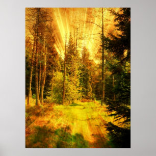Autumn Woods Fire Storm. Poster