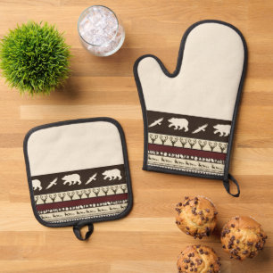 Autumn woods kitchen towel oven mitt & pot holder set