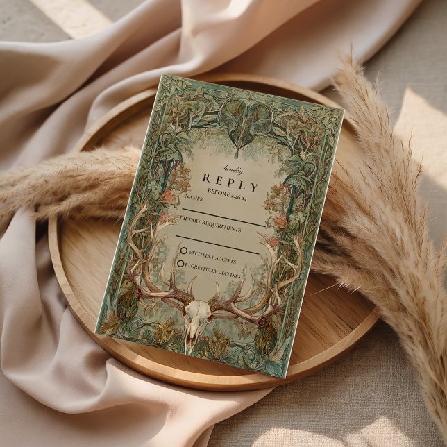 Autumn Woods Rustic Wedding RSVP Card (Creator Uploaded)
