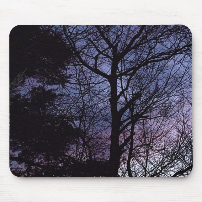 Autumn Woods Silhouette Sunset Mouse Pad (Front)