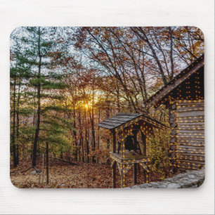 Autumn Woods Sunset Mouse Pad