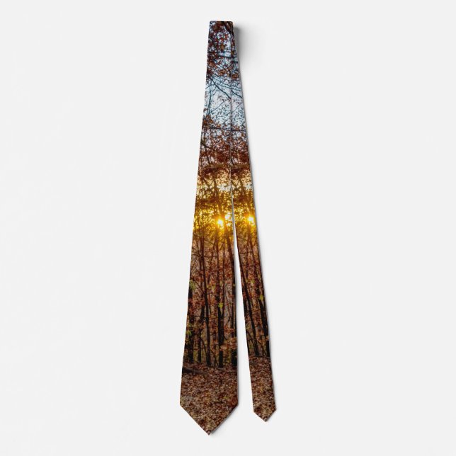 Autumn Woods Sunset Neck Tie (Front)
