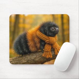 Autumn Woolly Bear Caterpillar Wearing a Scarf Mouse Pad