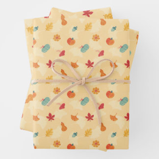Autumn Wrapping Paper Flat Sheet Set of 3