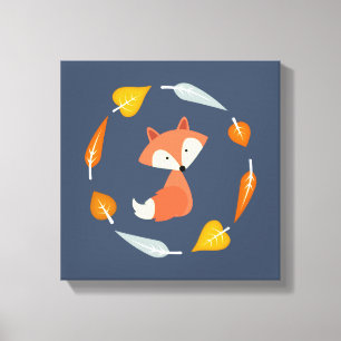 Autumn Wreath Baby Red Fox Canvas Print