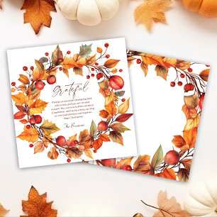 Autumn Wreath Elegant Rustic Thanksgiving Holiday Card