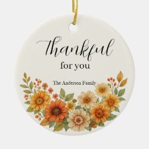 Autumn Wreath – Fall Floral Thanksgiving Ceramic Ornament