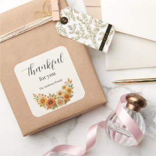 Autumn Wreath – Fall Floral Thanksgiving Square Sticker