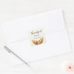 Autumn Wreath – Fall Floral Thanksgiving Square Sticker