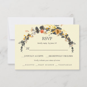 Autumn Wreath Modern Wedding RSVP meal choice Card