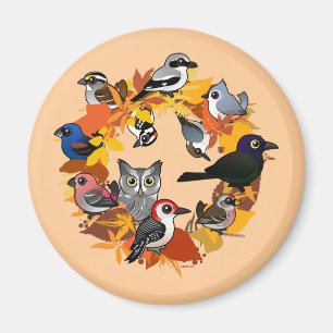 Autumn Wreath of North American Birds Magnet
