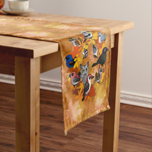 Autumn Wreath of North American Birds Short Table Runner