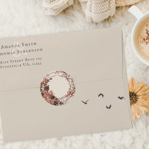 Autumn wreath rustic wedding classic round sticker