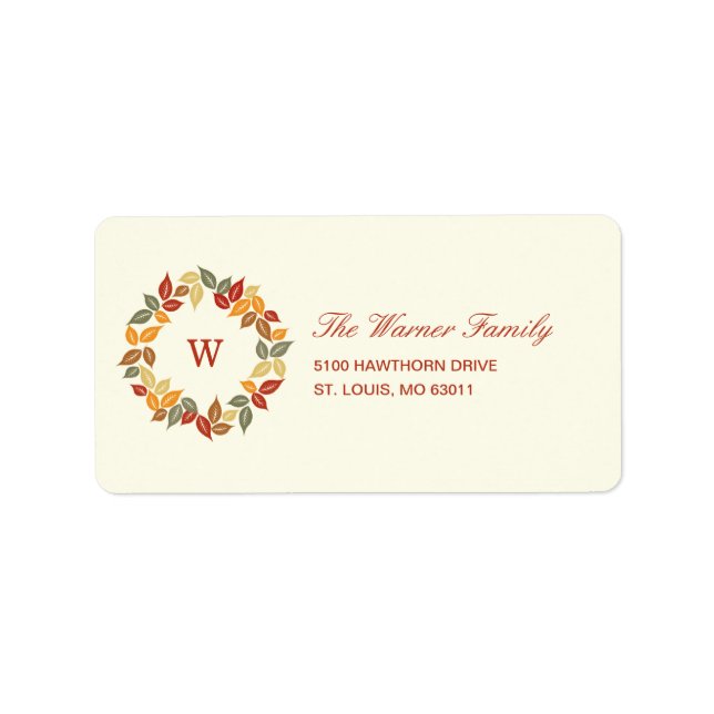 Autumn Wreath Thanksgiving Address Label (Front)