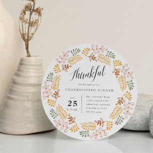 Autumn Wreath   Thanksgiving Dinner Invitation