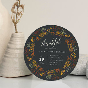 Autumn Wreath   Thanksgiving Dinner Invitation