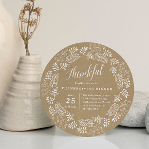 Autumn Wreath   Thanksgiving Dinner Invitation