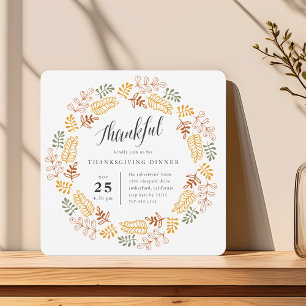 Autumn Wreath   Thanksgiving Dinner Invitation