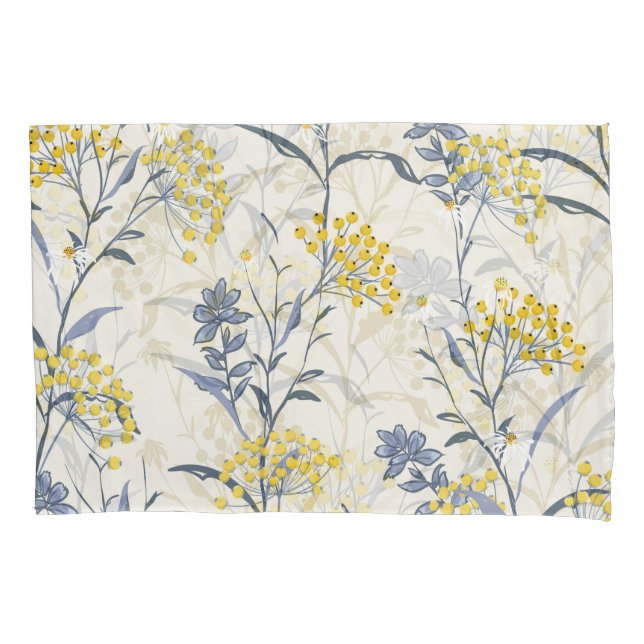Autumn yellow berries leaves, colourful seamless. pillowcase (Front)