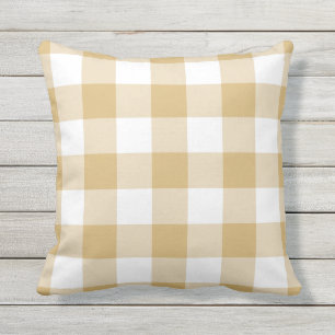 Autumn Yellow Gingham Check Pattern Cushion