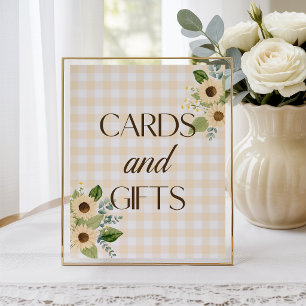 Autumn Yellow Gingham Sunflower Baby Shower Sign