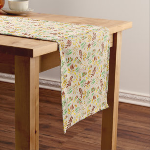 Autumn Yellow Green and Brown Botanical Pattern Medium Table Runner