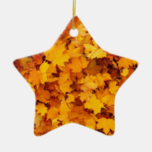 Autumn Yellow Maple Leaves Ceramic Tree Decoration