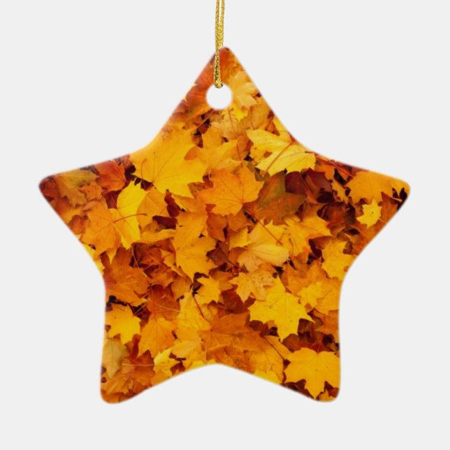 Autumn Yellow Maple Leaves Ceramic Tree Decoration (Front)
