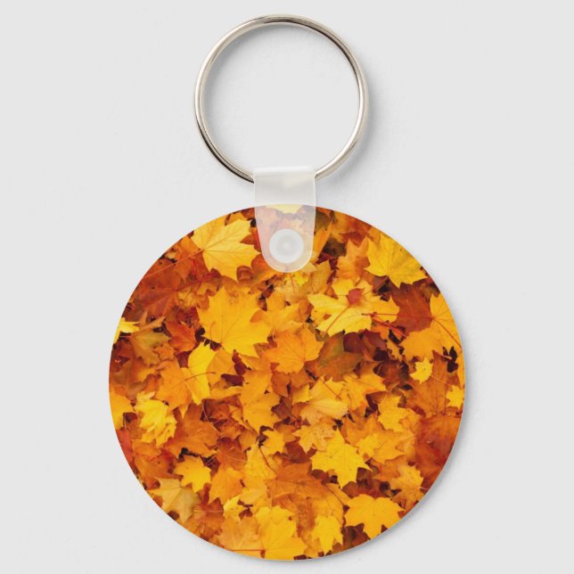 Autumn Yellow Maple Leaves Key Ring (Front)
