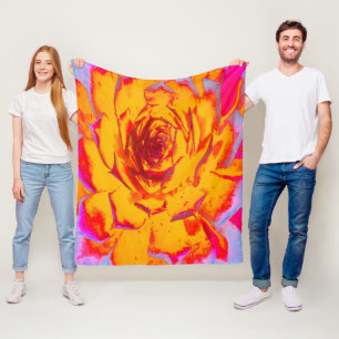 Autumn Yellow, Orange and Red Sedum Rosette Fleece Blanket