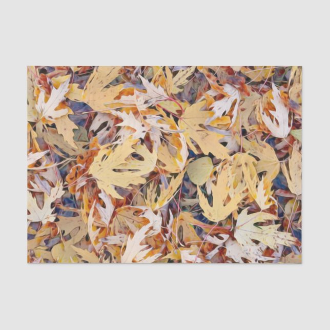 Autumn Yellow Painted Maple Leaves Tissue Paper (Front)