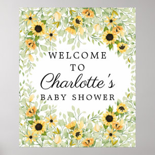 Autumn Yellow Sunflower Baby Shower Welcome Sign