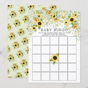 Autumn Yellow Sunflower BINGO Baby Shower Game Invitation
