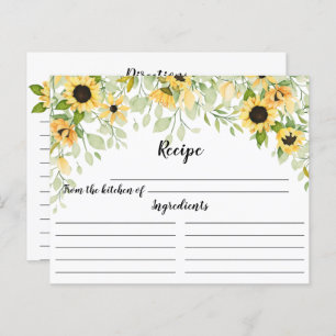 Autumn Yellow Sunflower Bridal Shower Recipe Postc