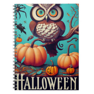 Autumnal Allure Owl and Pumpkin Halloween Notebook