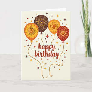 Autumnal Balloon Birthday Card