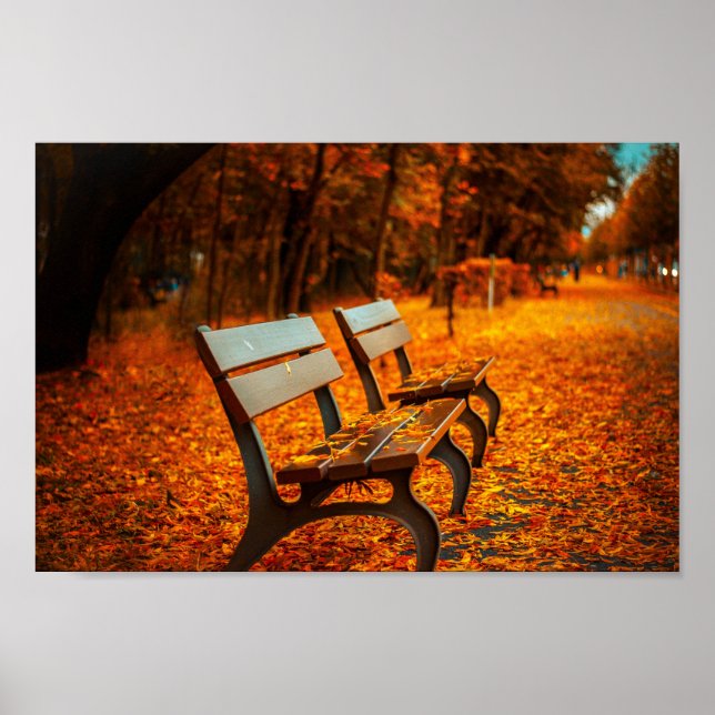 Autumnal bench seating poster (Front)