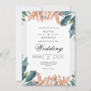 Autumnal Botanical Brushstroke Wedding Invitation