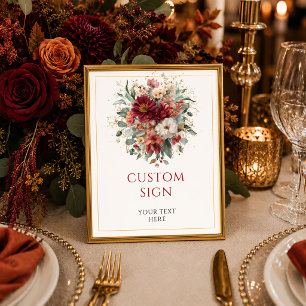 Autumnal Burgundy Gold Floral Terracotta custom ta Poster