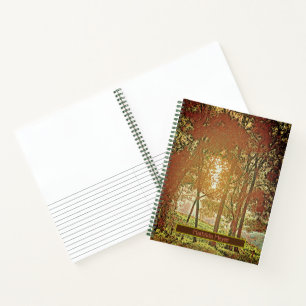 Autumnal colours, sun and trees notebook
