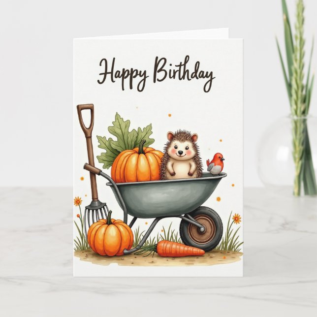 Autumnal Creature Birthday Card (Front)