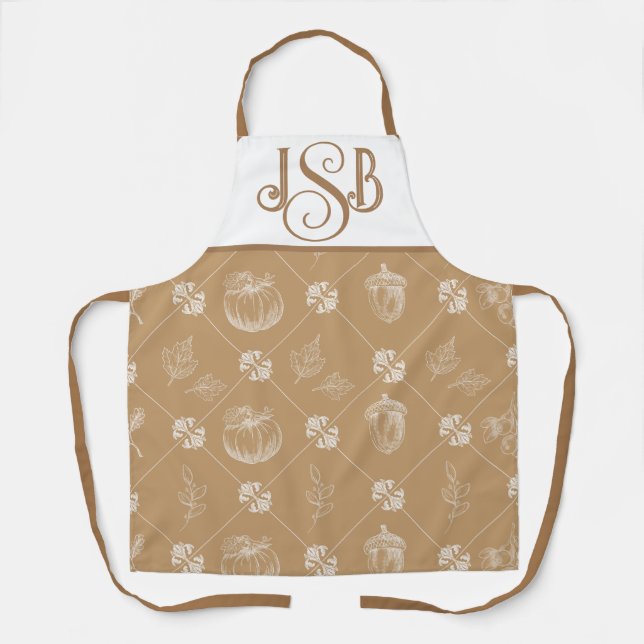 Autumnal Customisable Monogram Apron - Camel (Front)