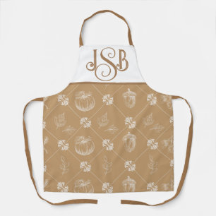 Autumnal Customizable Monogram Apron - Camel
