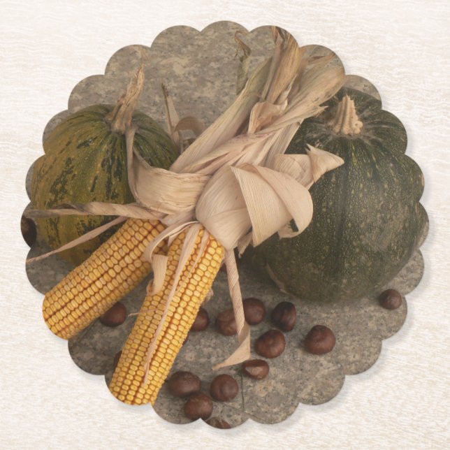 autumnal decoration paper coaster (Front)