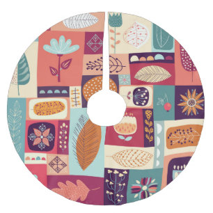 Autumnal Decorative Vintage Background Art Brushed Polyester Tree Skirt