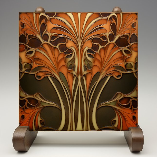 Autumnal Elegance Art Nouveau Ceramic Tile (Creator Uploaded)